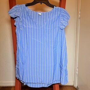 Old Navy Blue and White Striped Blouse